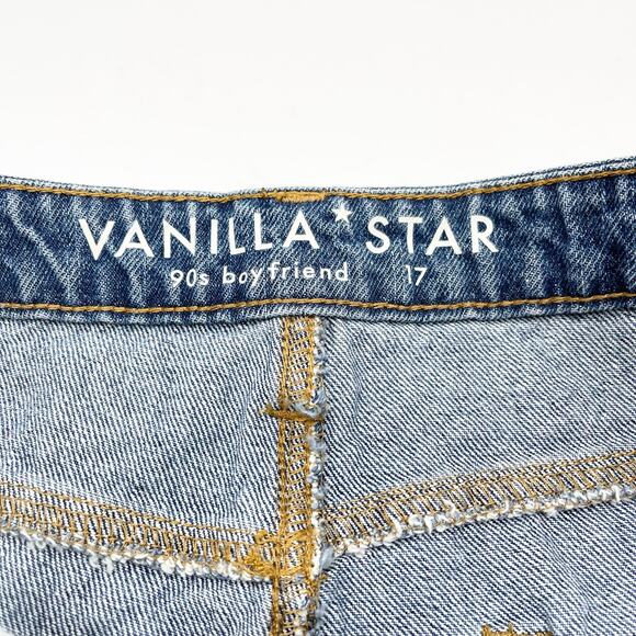 Vanilla Star Size 17 34 Waist 90s Jeans Boyfriend Button Fly Straight Distressed - Picture 5 of 14